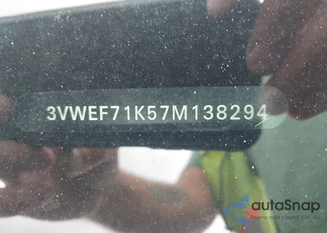 2007 Volkswagen Jetta Wolfsburg Edition z USA, uszkodzony, nr VIN 3VWEF71K57M138294